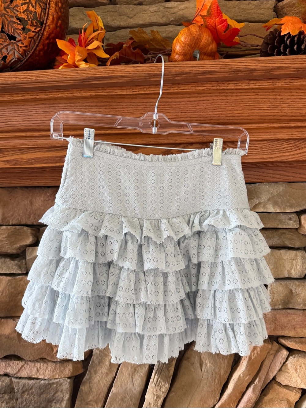 American Eagle Tiered Lace Mini Skirt - Light Blue